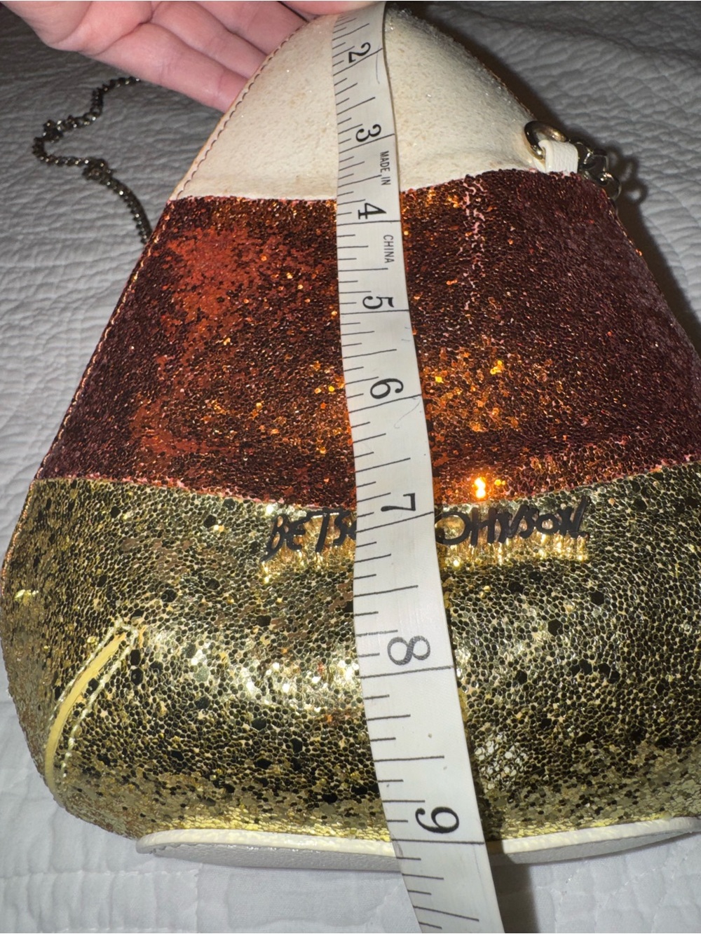 Betsey Johnson Do I Make You Corny Candy Corn Glitter Crossbody Bag Halloween - Picture 10 of 10